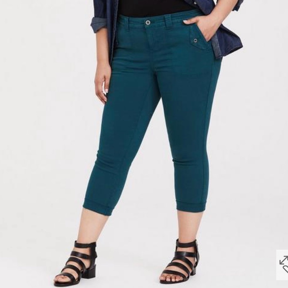 TORRID Military Twill Teal Crop Pants 16